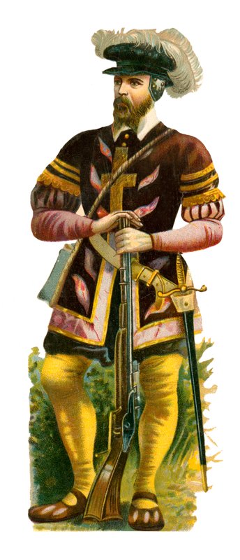 Arquebusier da época do rei Henrique VIII, 1509-47 de English School
