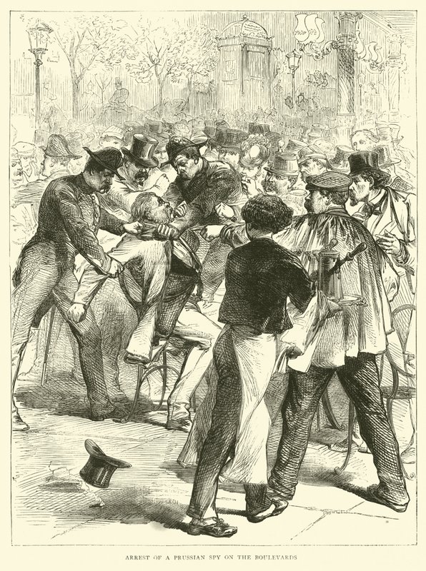 Detenção de um espião prussiano nos Boulevards, setembro de 1870 de English School