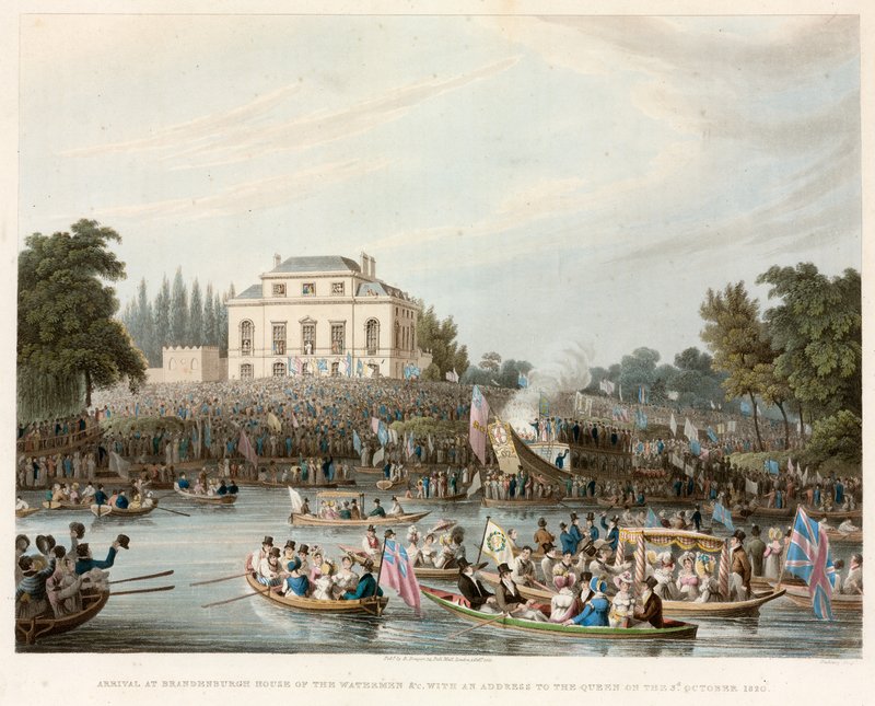 Chegada a Brandebburgh House of the Watermen, com um endereço para a Rainha, 3 de outubro de 1820 de English School