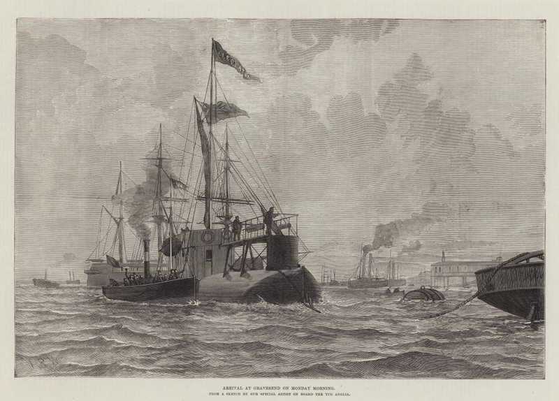 Chegada a Gravesend na segunda-feira de manhã (gravura) de English School