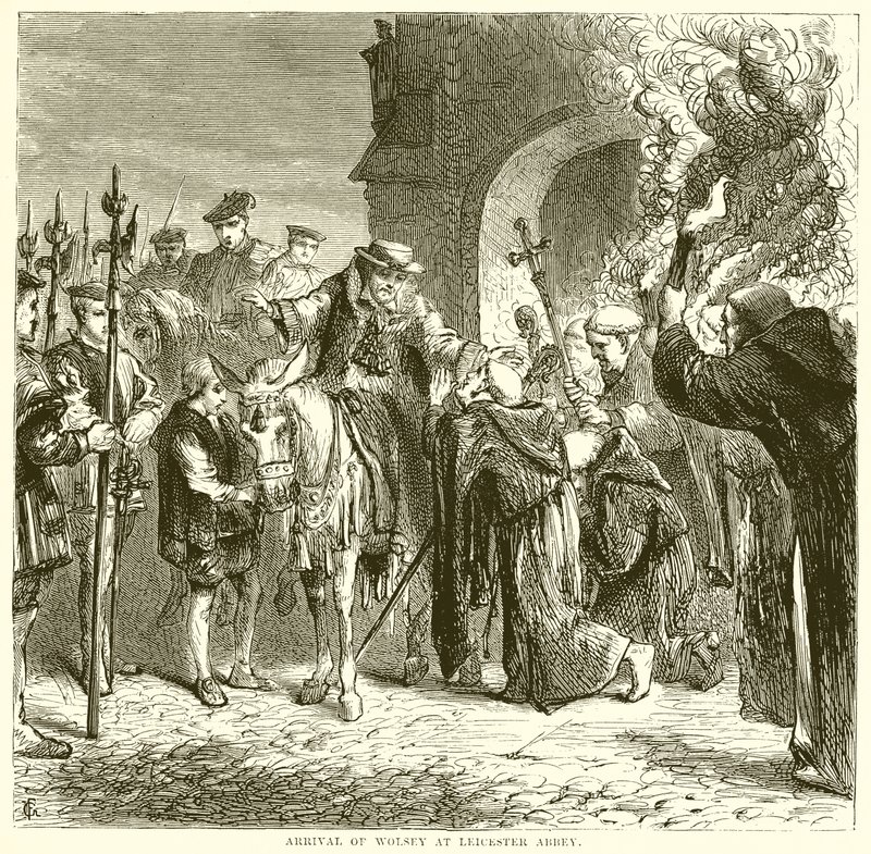 Chegada de Wolsey na Abadia de Leicester de English School