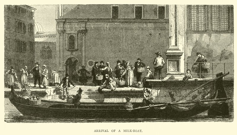 Chegada de um barco de leite de English School