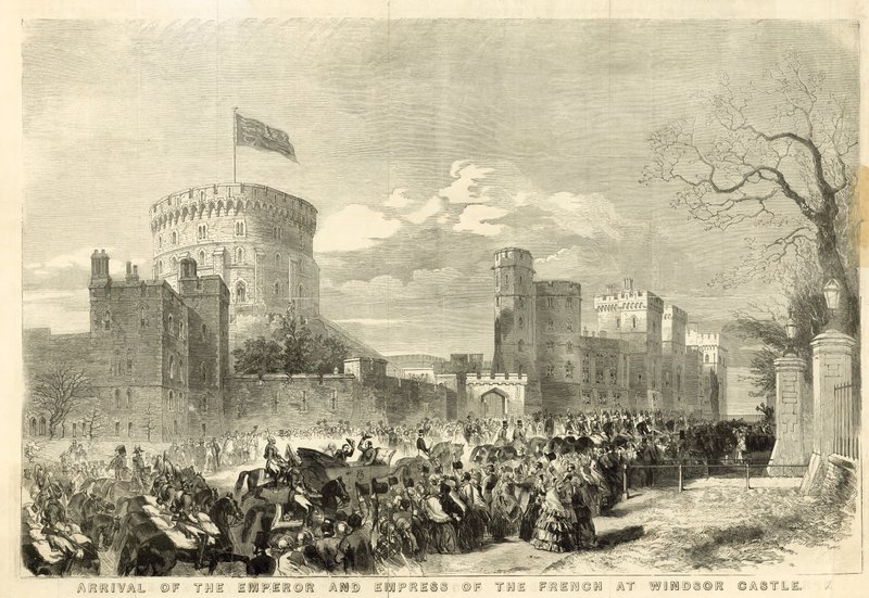 Chegada do Imperador e Imperatriz dos Franceses no Castelo de Windsor de English School