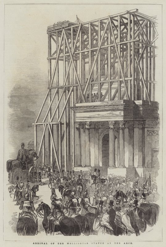 Chegada da Estátua de Wellington ao Arco (gravura) de English School