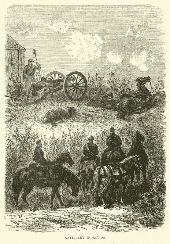 Artilharia em ação, outubro de 1870 de English School