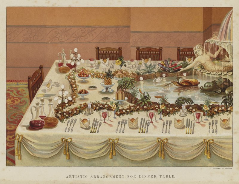Arranjo artístico para mesa de jantar de English School