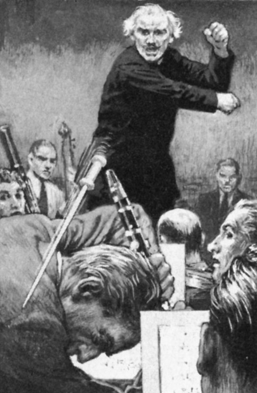 Arturo Toscanini atirando seu bastão a um jogador ofensor (litho) de English School