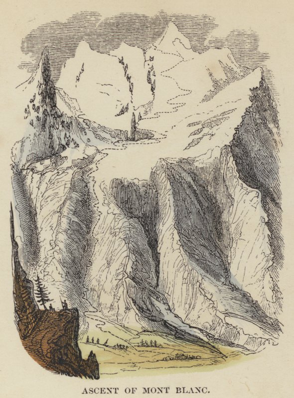 Ascensão do Mont Blanc (gravura colorida) de English School