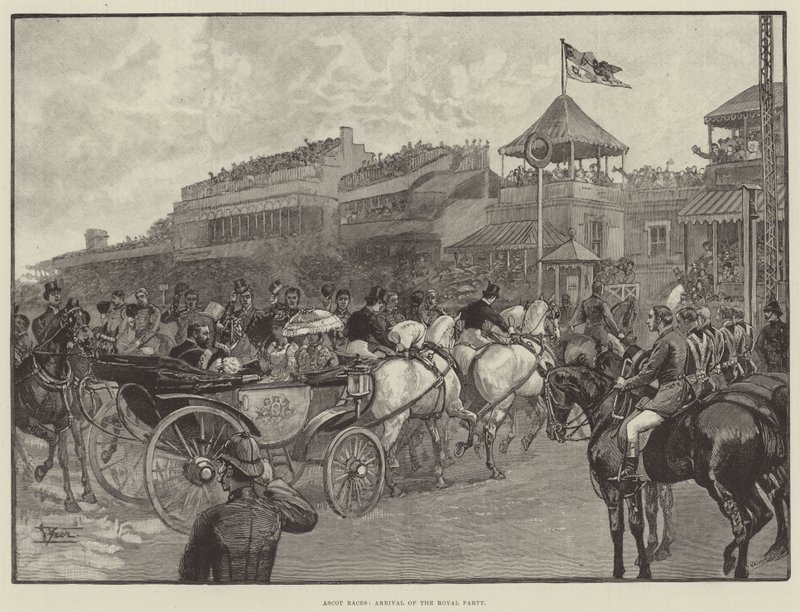 Ascot Races, Chegada do Partido Real (gravura) de English School