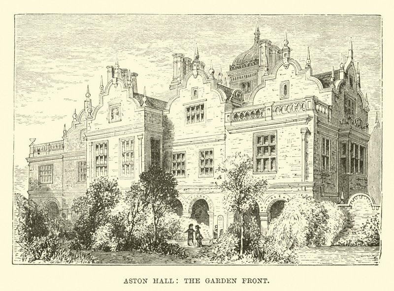 Aston Hall, a frente do jardim de English School