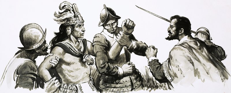 Atahualpa, o rei-deus inca, veio ao encontro dos invasores espanhóis de uma maneira amigável de English School