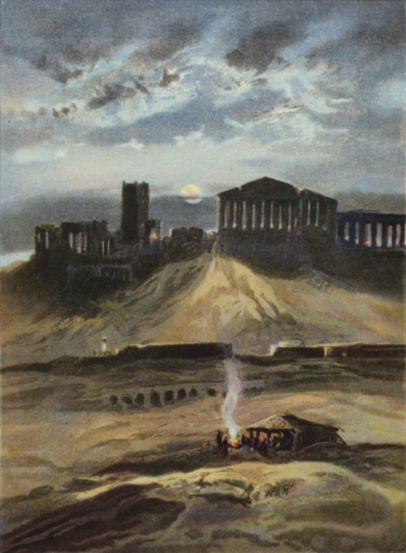 Atenas ao luar (cor litho) de English School