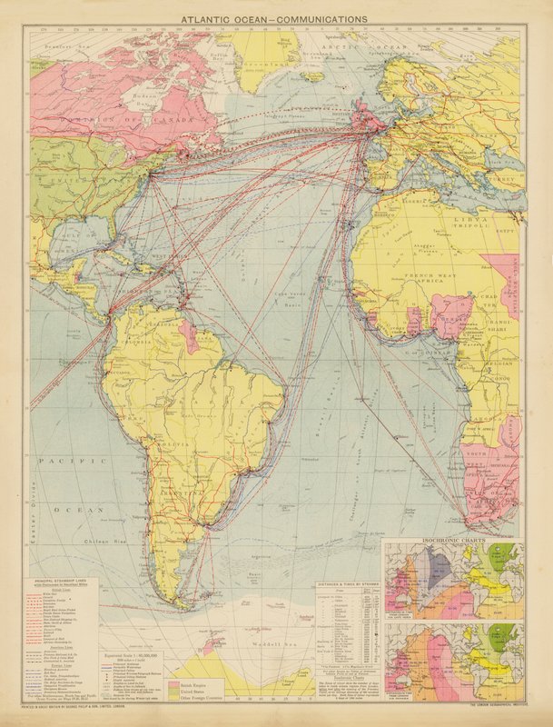 Oceano Atlântico, Comunicações (litografia a cores) de English School