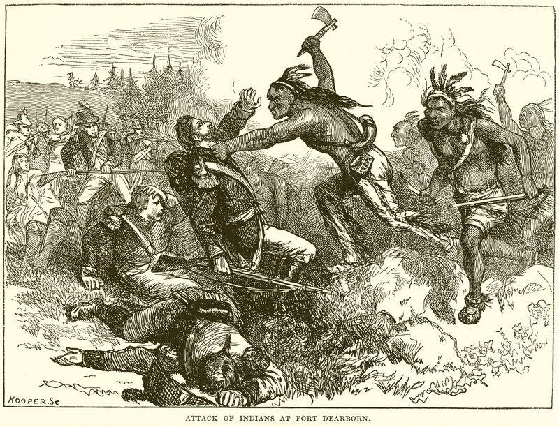 Ataque de índios em Fort Dearborn de English School