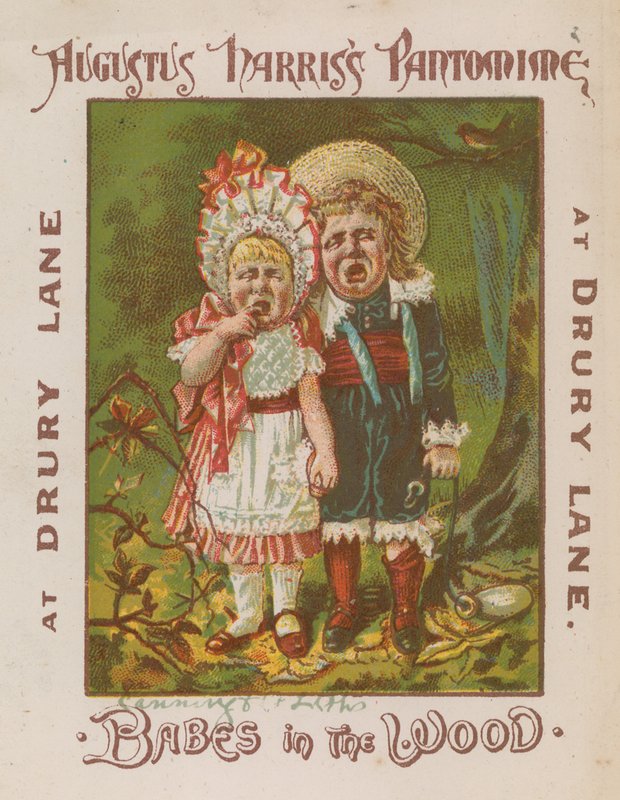 Augustus Harriss Pantomime, Babes na floresta, em Drury Lane, Londres de English School
