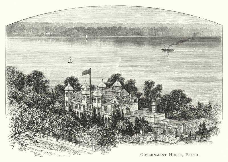 Austrália: Government House, Perth (gravura) de English School