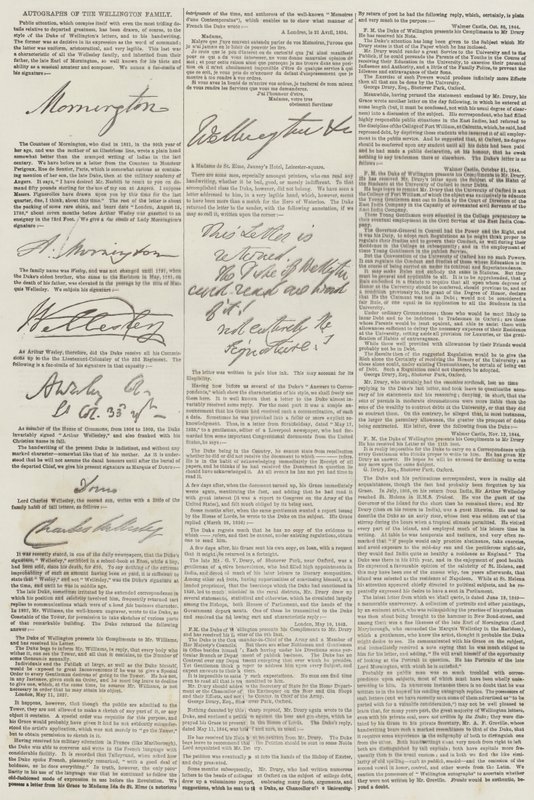 Autógrafos da Família Wellington (gravura) de English School