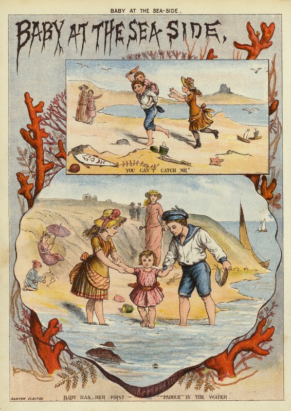 Bebé à beira-mar (chromolitho) de English School