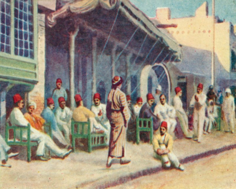 Bagdad, café típico (litografia a cores) de English School