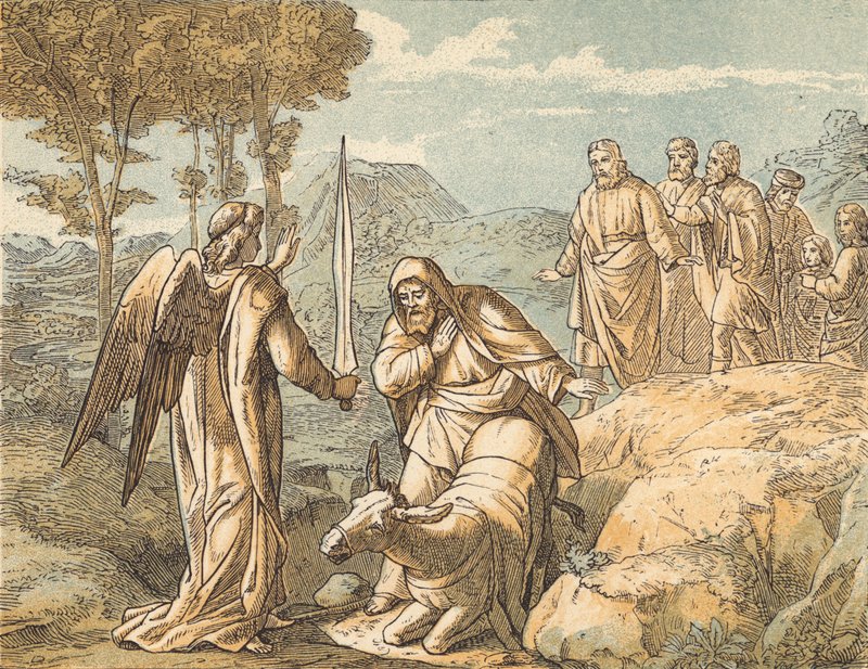 Balaam and the Angel (gravura colorida) de English School