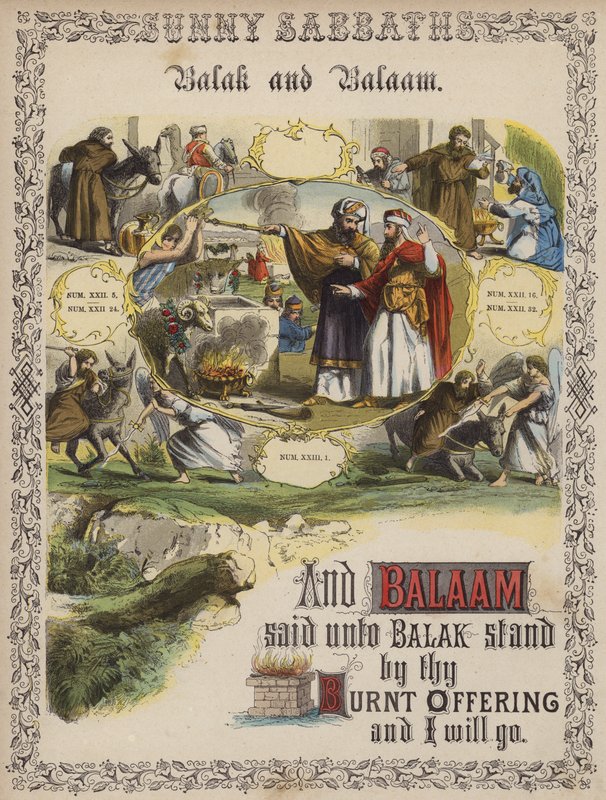 Balak e Balaam (gravura colorida) de English School