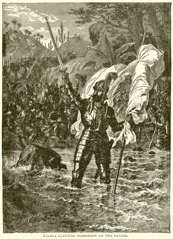 Balboa alegando posse do Pacífico de English School
