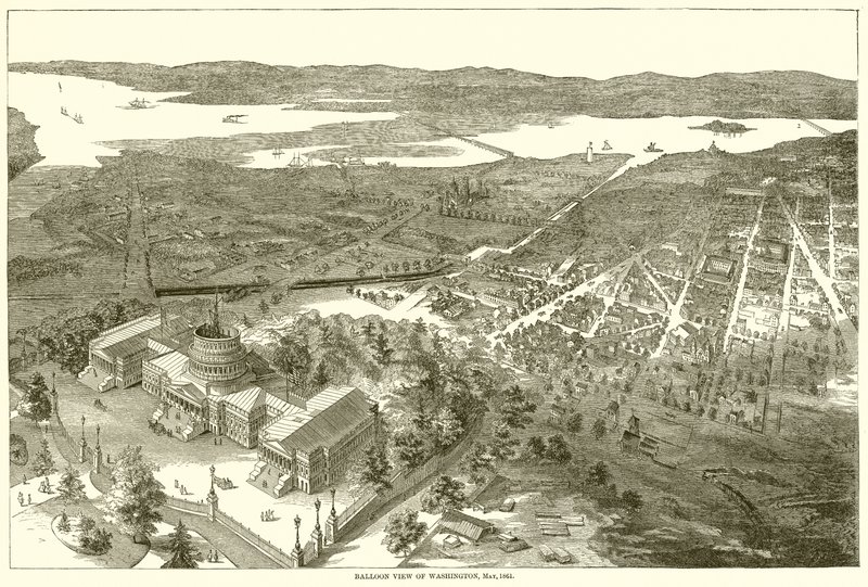 Vista do balão de Washington, maio de 1861 de English School