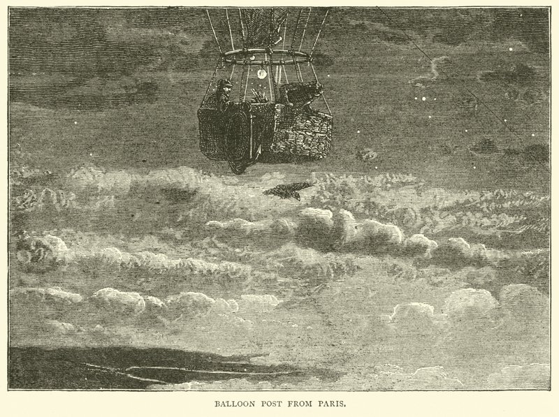 Post de balão de Paris, outubro de 1870 de English School