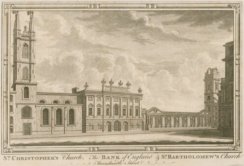 Banco da Inglaterra, East Wing adicionado por Sir Robert Taylor, 1765 de English School