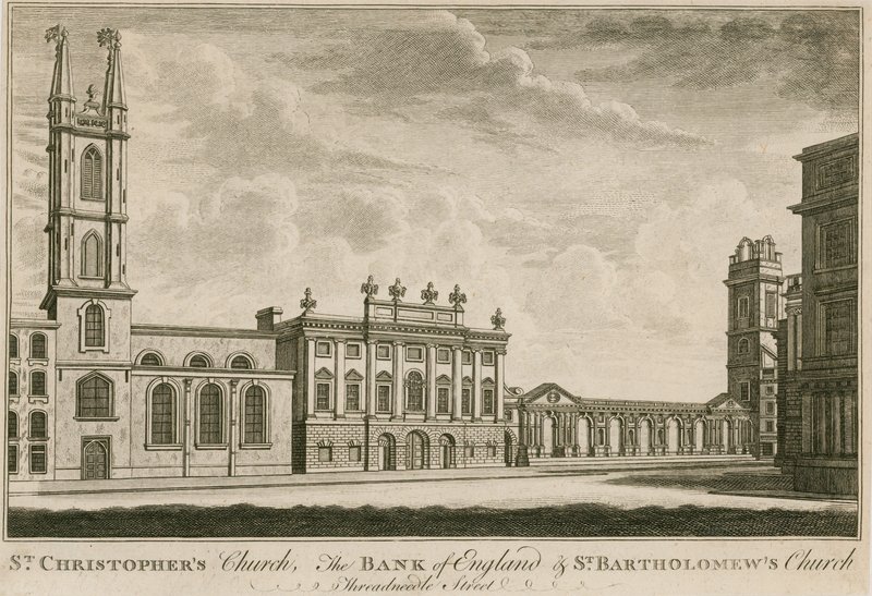 Banco da Inglaterra, East Wing adicionado por Sir Robert Taylor, 1765 de English School