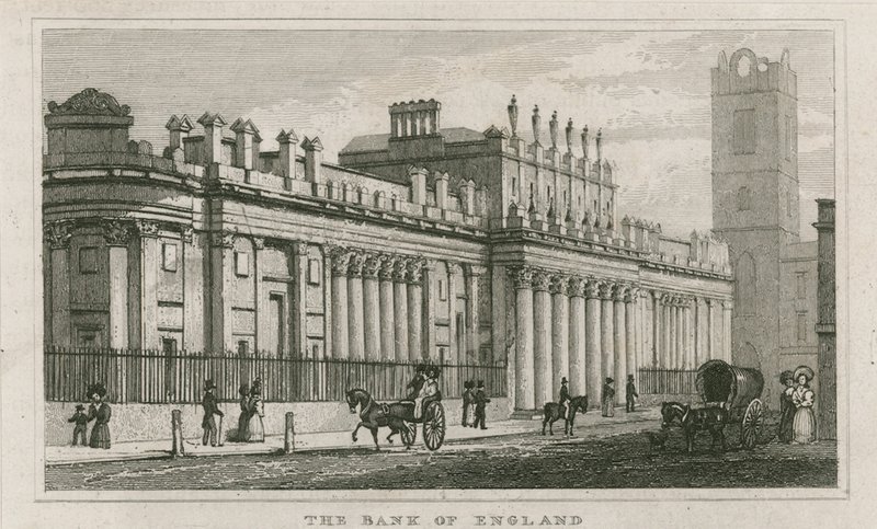 Banco da Inglaterra, Sir John Soanes Frente Sul, 1823 de English School