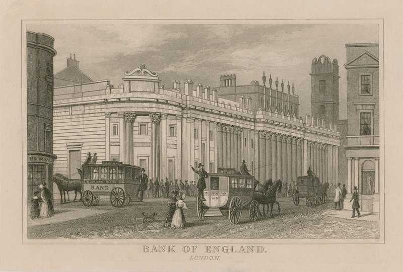 Banco da Inglaterra, Sir John Soanes Frente Sul, 1823 de English School