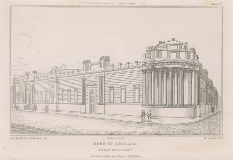 Banco da Inglaterra, as frentes de Sir John Soanes de English School
