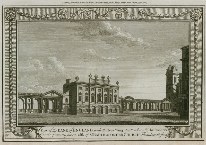 Banco da Inglaterra, West Wing adicionado por Sir Robert Taylor, 1783 de English School
