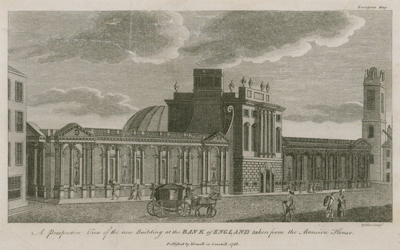 Banco da Inglaterra, West Wing adicionado por Sir Robert Taylor, 1783 de English School