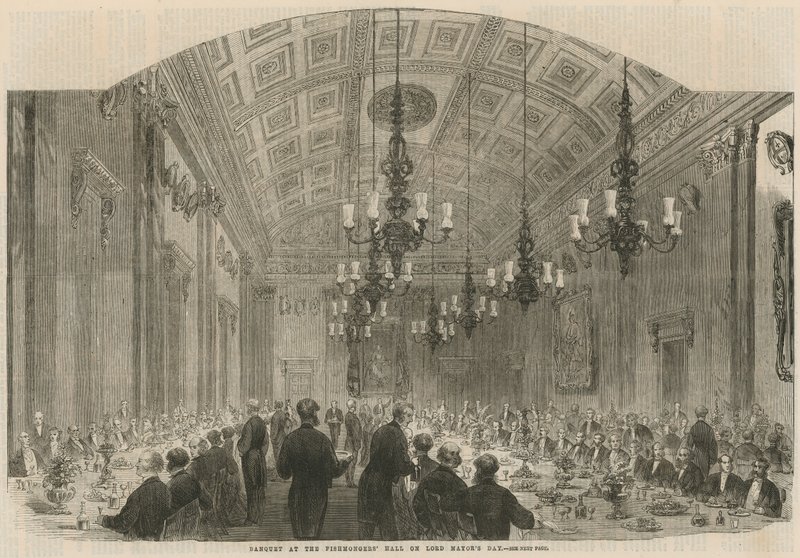 Banquete no Fishmongers Hall no Dia do Lord Mayors de English School