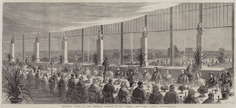Banquete oferecido no Palácio de Cristal por Sir Joseph e Lady Paxton (gravura) de English School
