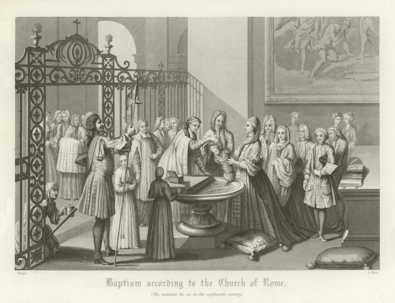 Batismo de acordo com a Igreja de Roma, do século XVIII de English School
