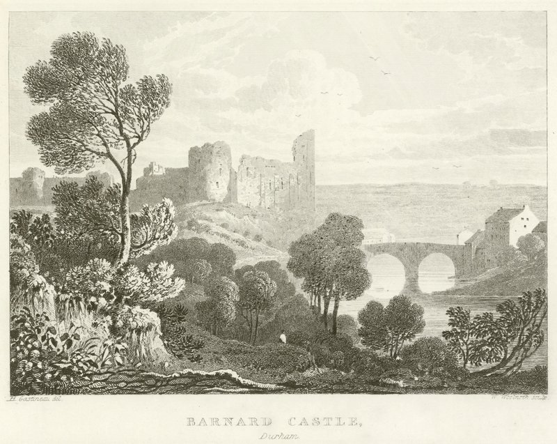 Barnard Castle, Durham (gravura) de English School