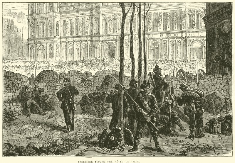 Barricada antes do Hotel de Ville, março de 1871 de English School