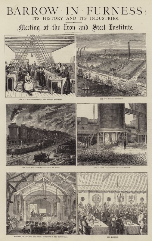 Barrow-in-Furness, sua história e suas indústrias (gravura) de English School
