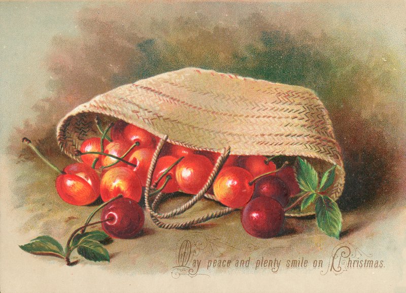 Cesta de cerejas, cartão de Natal de English School
