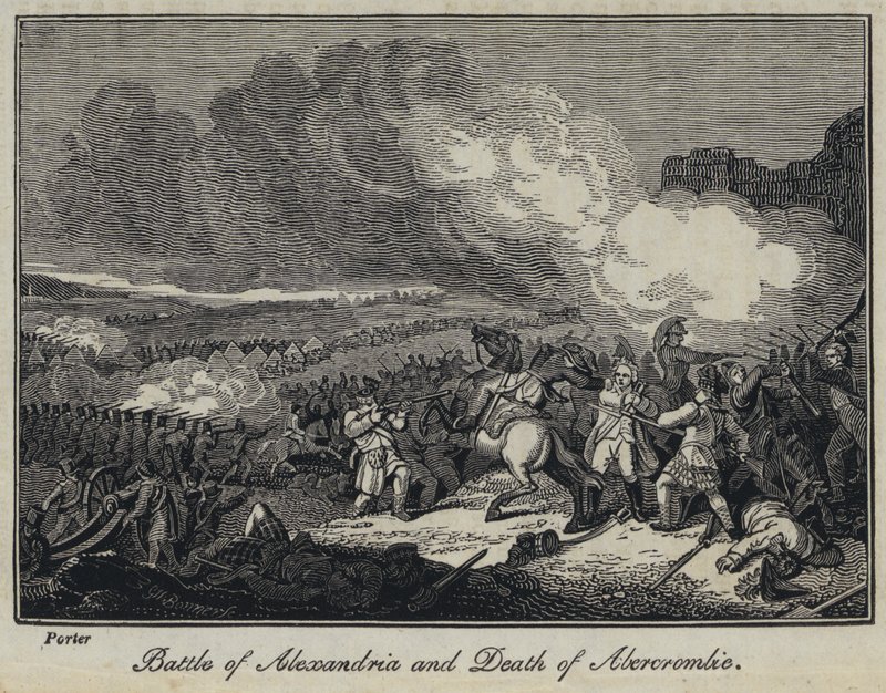 Batalha de Alexandria e Morte de Abercrombie (gravura) de English School