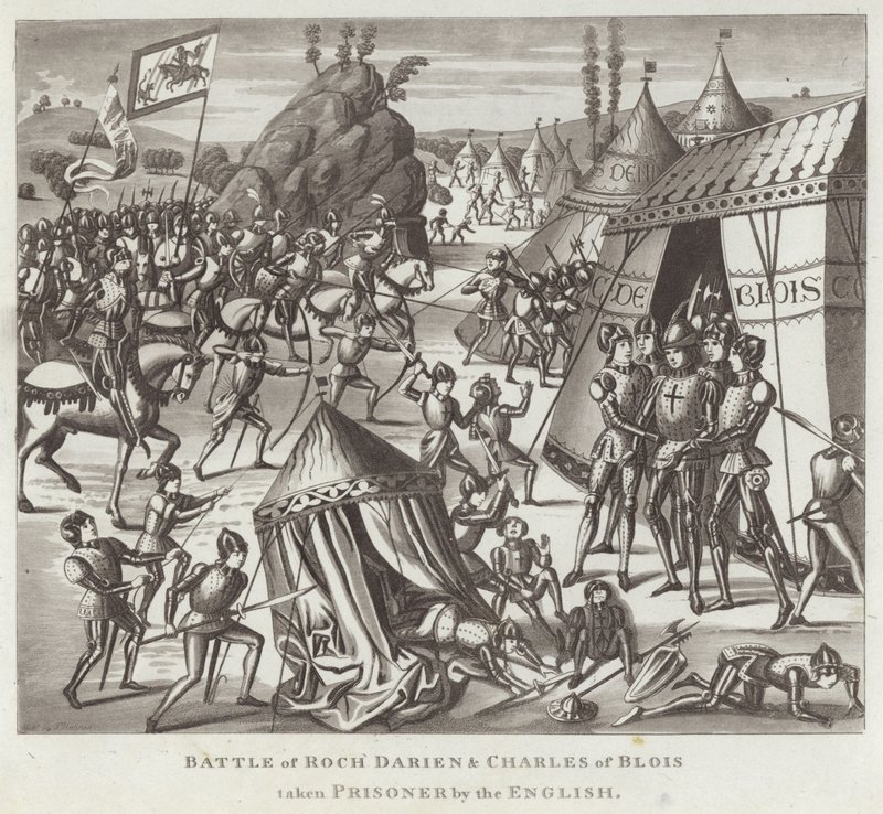 Batalha de Roch Darien e Charles de Blois presos pelos ingleses de English School