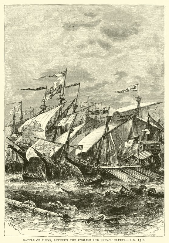 Batalha de Sluys, entre as frotas inglesas e francesas, AD 1340 de English School