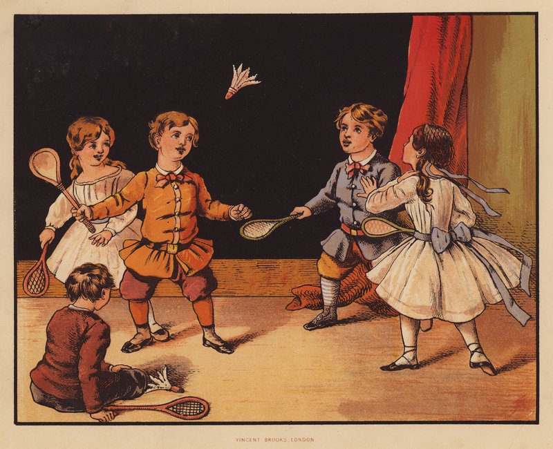 Battledore e Shuttlecock (litografia a cores) de English School