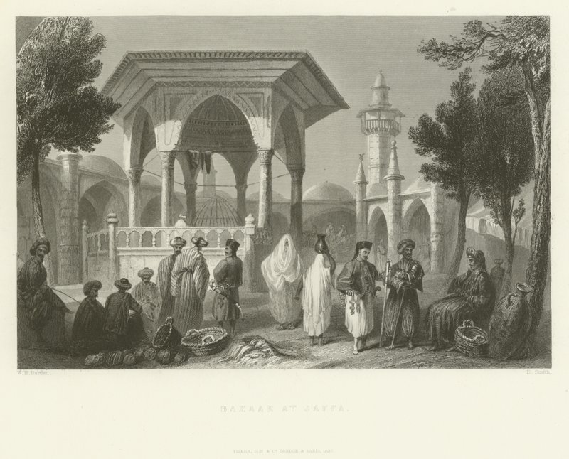 Bazar em Jaffa, 1837 de English School