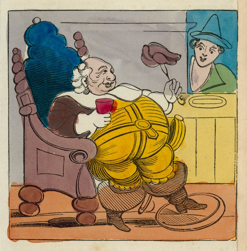 Belezas de Shakespeare: Falstaff (gravura a cores) de English School