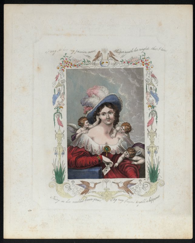 Linda mulher rodeada de fadas (cor litho) de English School