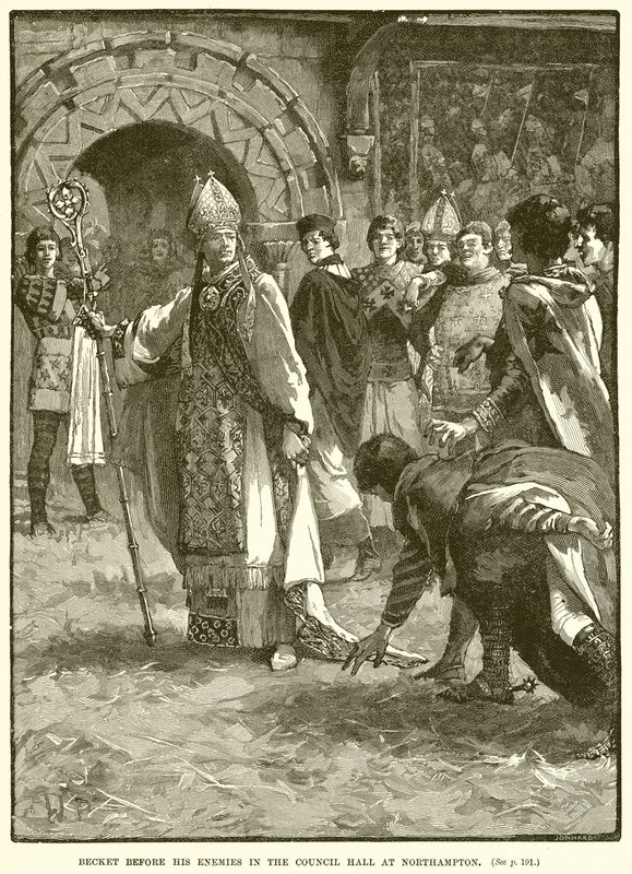Becket antes de seus inimigos no salão do Conselho em Northampton de English School